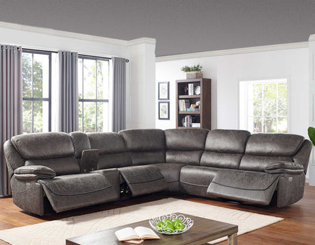 Plaza Smoked Gray 6-Piece Power Reclining Sectional from Steve Silver - Luna Furniture