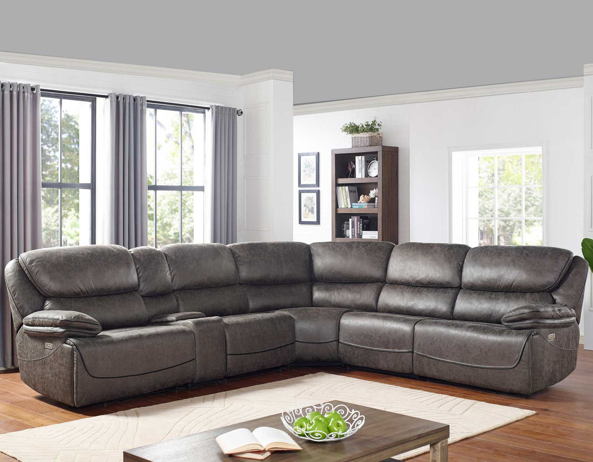 Plaza Smoked Gray 6-Piece Power Reclining Sectional from Steve Silver - Luna Furniture