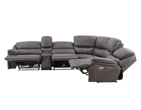 Plaza Smoked Gray 6-Piece Power Reclining Sectional from Steve Silver - Luna Furniture