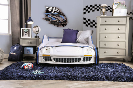 Poe White/Blue Twin Bed from Furniture of America - Luna Furniture