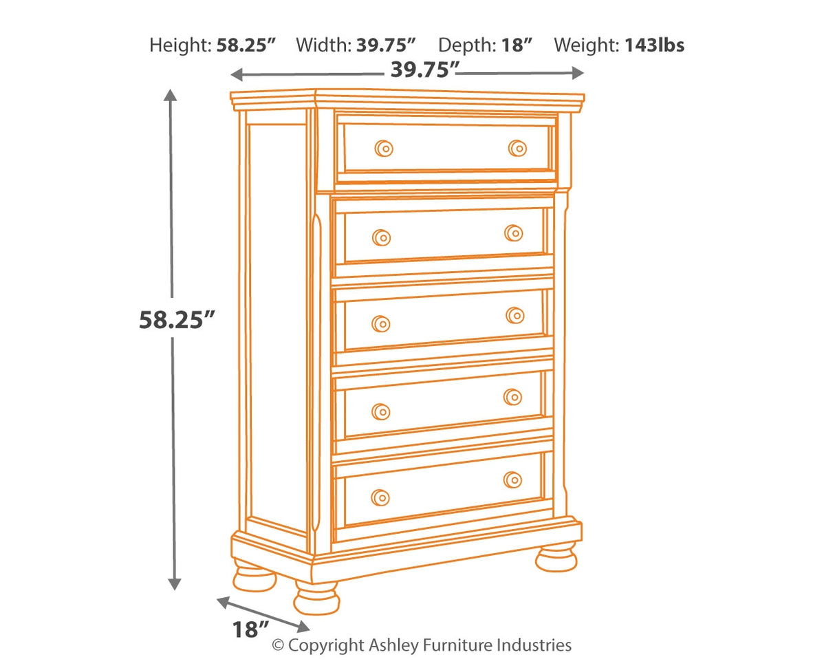 Porter California King Panel Bed with Mirrored Dresser and Chest in Rustic Brown from Ashley Furniture - Luna Furniture