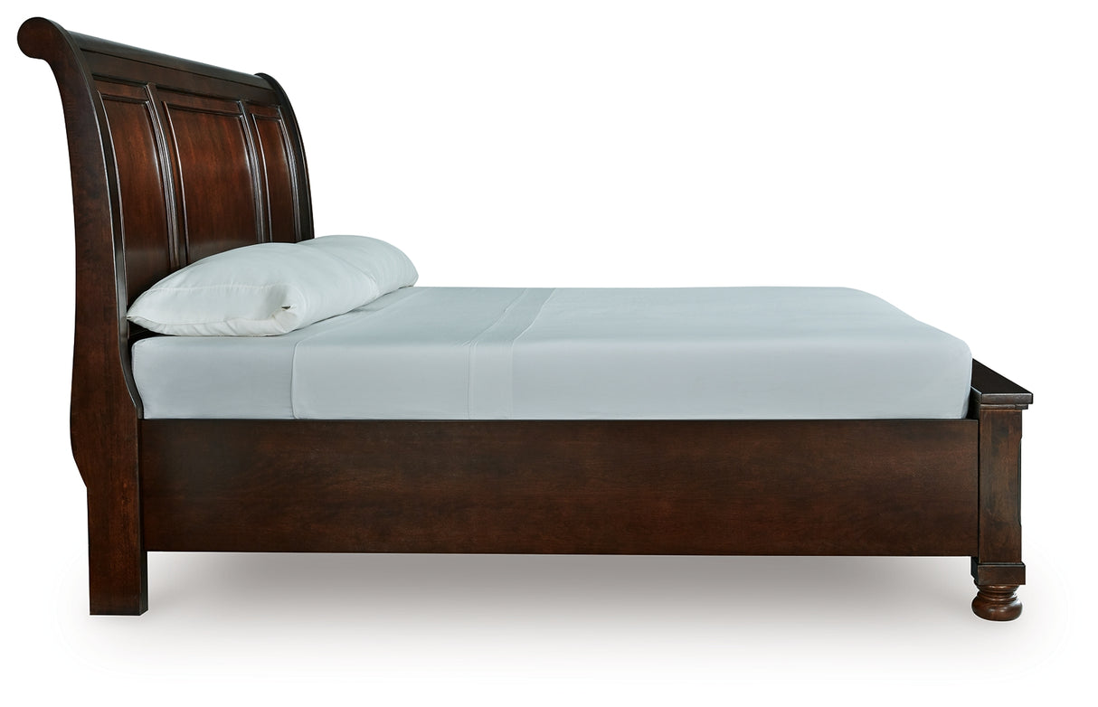 Porter Rustic Brown California King Sleigh Storage Platform Bed from Ashley - Luna Furniture