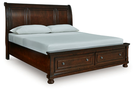 Porter Rustic Brown King Sleigh Storage Platform Bed from Ashley - Luna Furniture