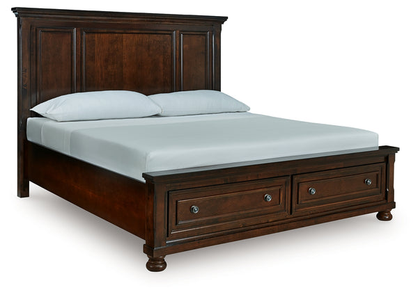 Porter Rustic Brown King Storage Platform Bed