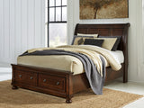 Porter Rustic Brown Queen Sleigh Storage Platform Bed from Ashley Furniture - Luna Furniture