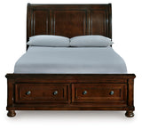 Porter Rustic Brown Queen Sleigh Storage Platform Bed from Ashley Furniture - Luna Furniture