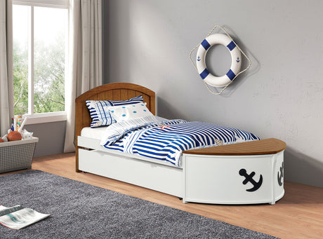 Poseidon White/Oak Twin Captain Bed from Furniture of America - Luna Furniture