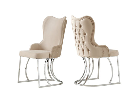 Prag Dining Chair in Cream, Silver C Leg from Furnia - Luna Furniture