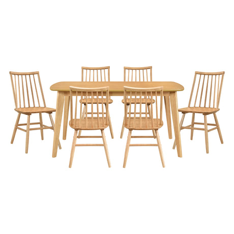 Pratter Natural Oak 7-Piece 59" Dining Table from Homelegance - Luna Furniture