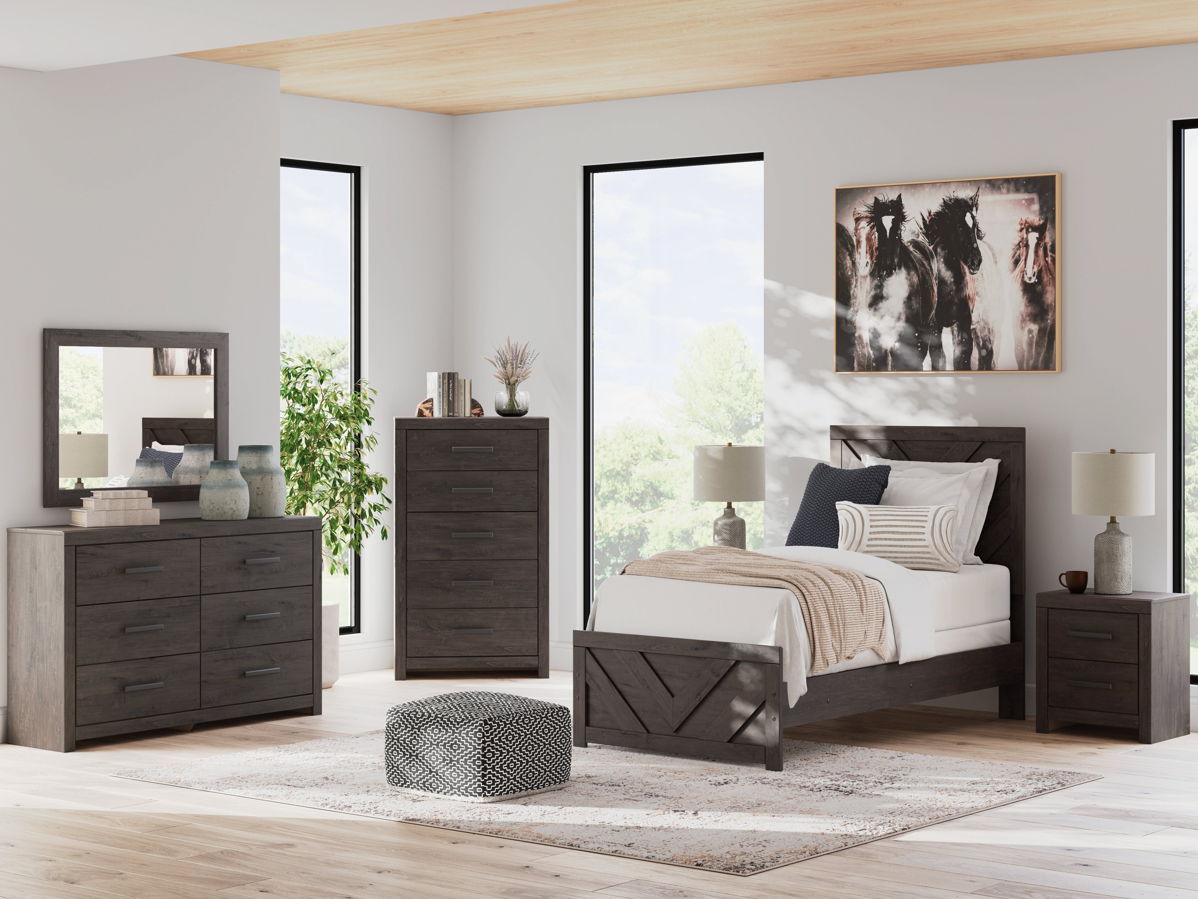 Prendonea Charcoal Nightstand – Luna Furniture