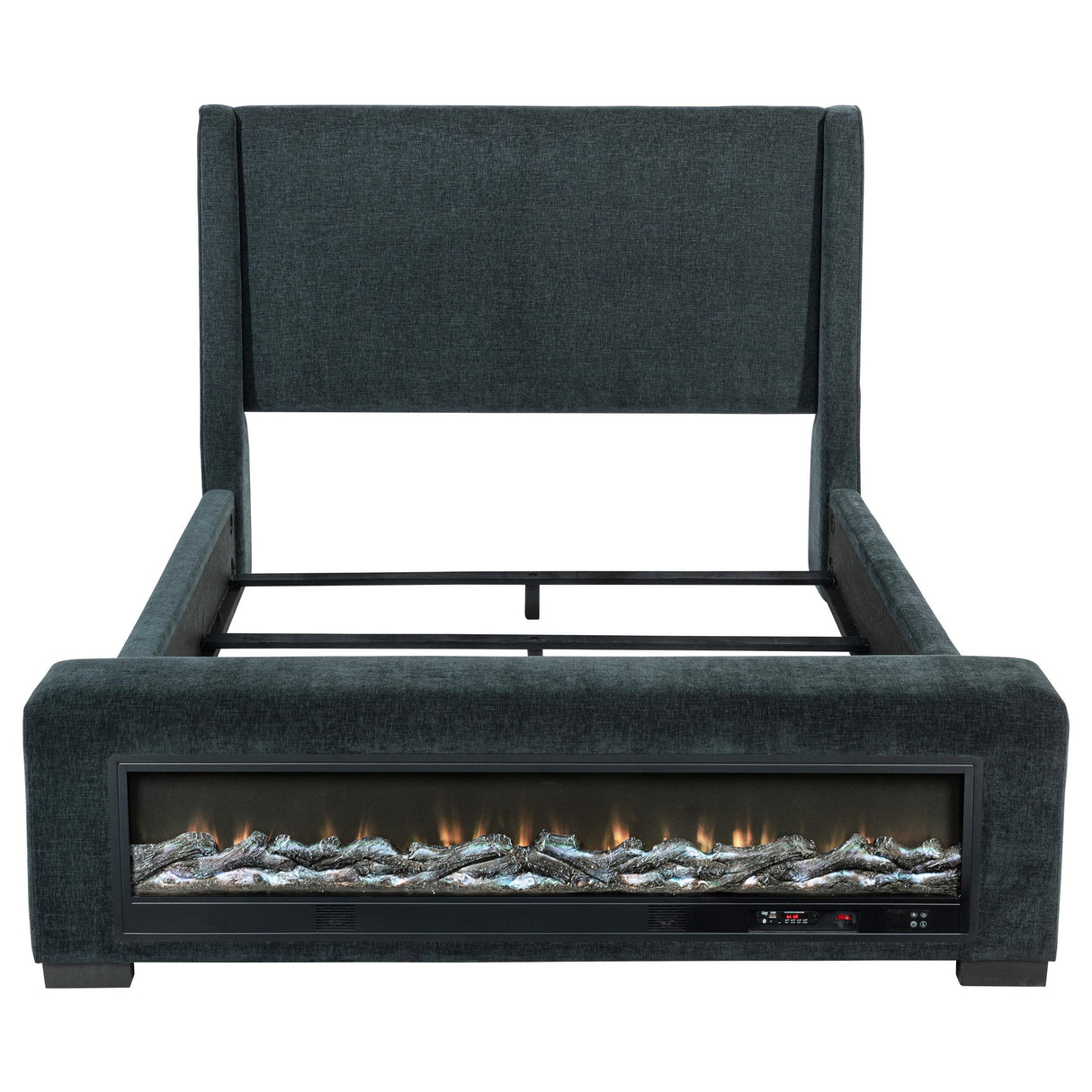 Preston Blue Upholstered Queen Audio Fireplace Bed from Coaster - Luna Furniture