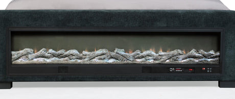 Preston Blue Upholstered Queen Audio Fireplace Bed from Coaster - Luna Furniture