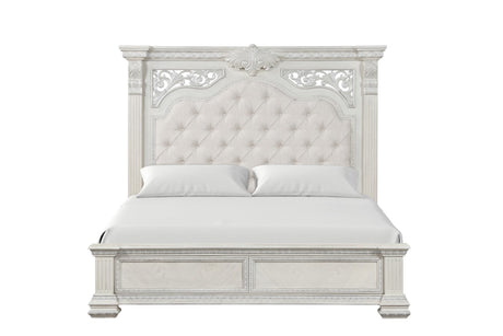 Promenade Wire Brushed White King Bed from Furniture of America - Luna Furniture
