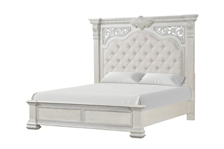 Promenade Wire Brushed White King Bed from Furniture of America - Luna Furniture
