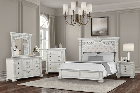 Promenade Wire Brushed White Queen Bed from Furniture of America - Luna Furniture