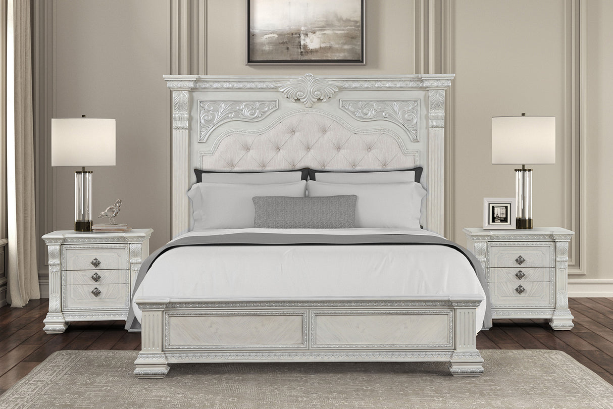Promenade Wire Brushed White King Bed from Furniture of America - Luna Furniture