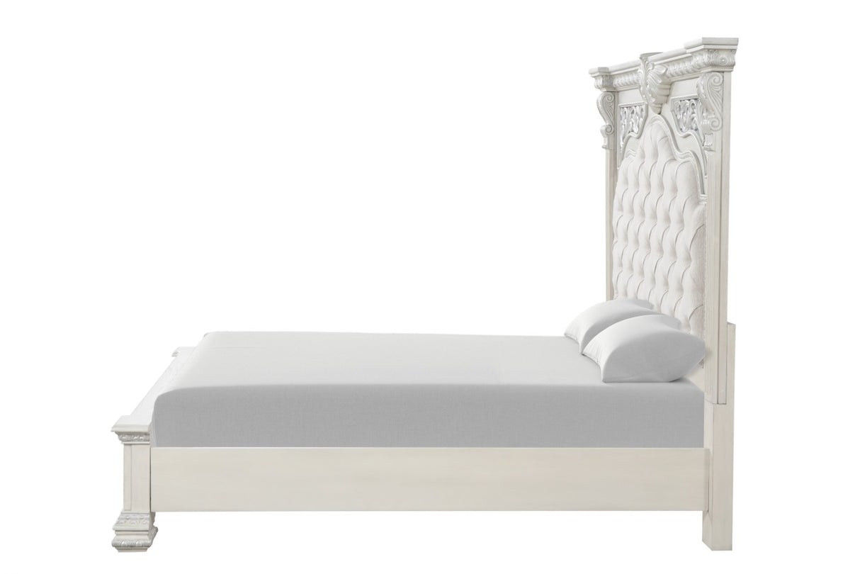 Promenade Wire Brushed White King Bed from Furniture of America - Luna Furniture