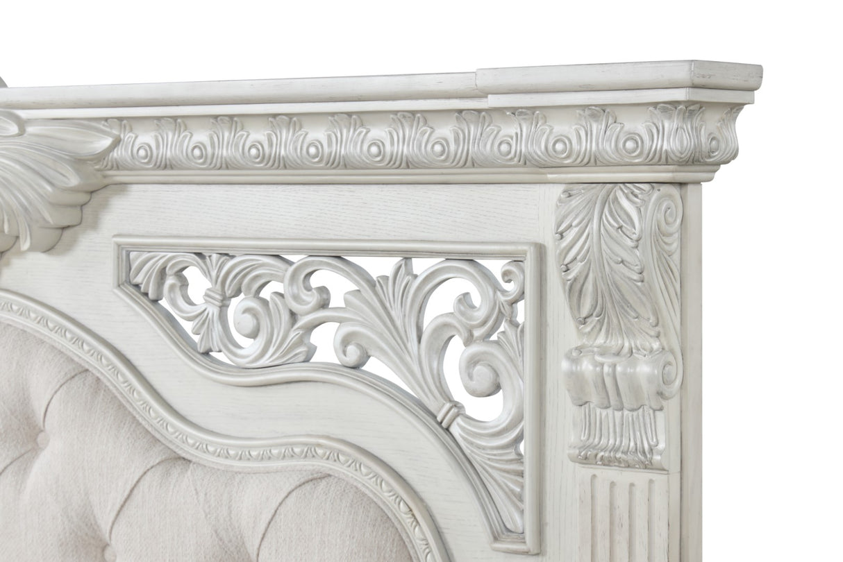 Promenade Wire Brushed White Queen Bed from Furniture of America - Luna Furniture
