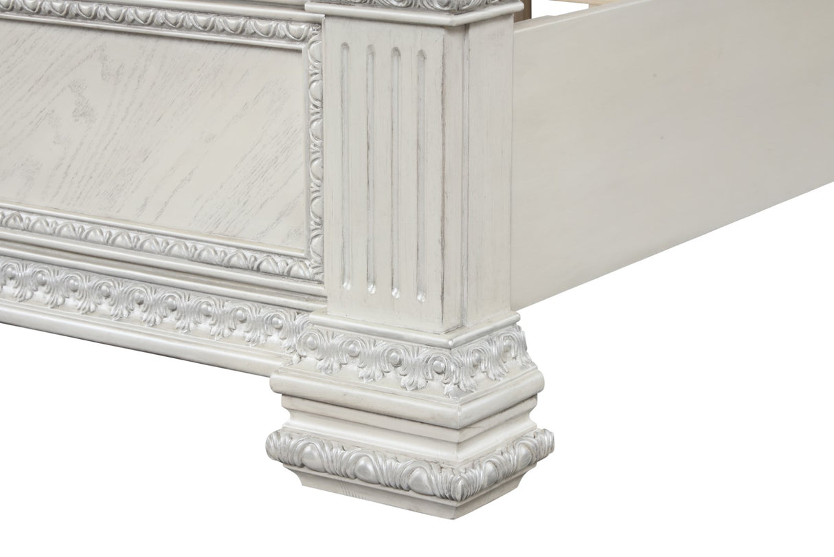 Promenade Wire Brushed White King Bed from Furniture of America - Luna Furniture