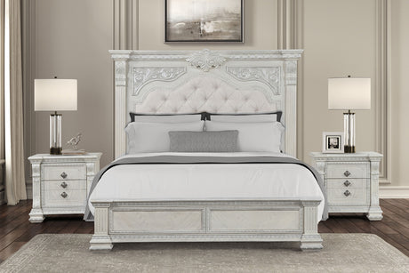 Promenade Wire Brushed White Queen Bed from Furniture of America - Luna Furniture