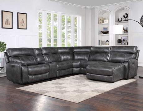 Provo Gray 6-Piece RAF Chaise Dual Power Reclining Sectional from Steve Silver - Luna Furniture