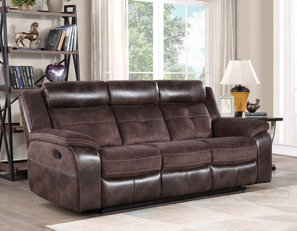 Pueblo Coffee Fabric/Leatherette 3-Piece Reclining Living Room Set from Steve Silver - Luna Furniture