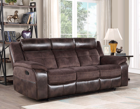 Pueblo Coffee Fabric/Leatherette 3-Piece Reclining Living Room Set from Steve Silver - Luna Furniture