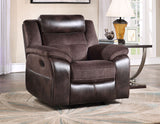 Pueblo Coffee Fabric/Leatherette 3-Piece Reclining Living Room Set from Steve Silver - Luna Furniture