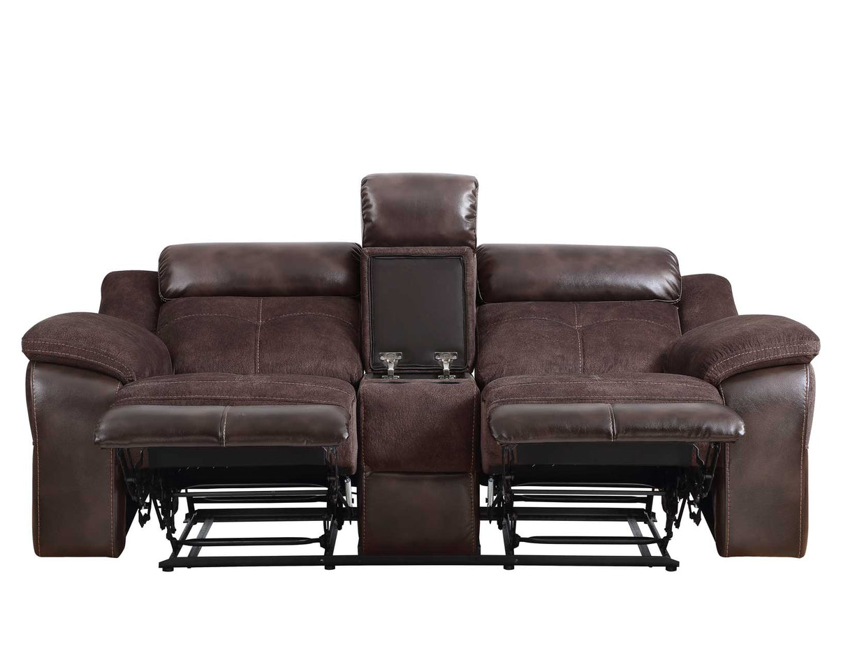 Pueblo Coffee Fabric/Leatherette 3-Piece Reclining Living Room Set from Steve Silver - Luna Furniture