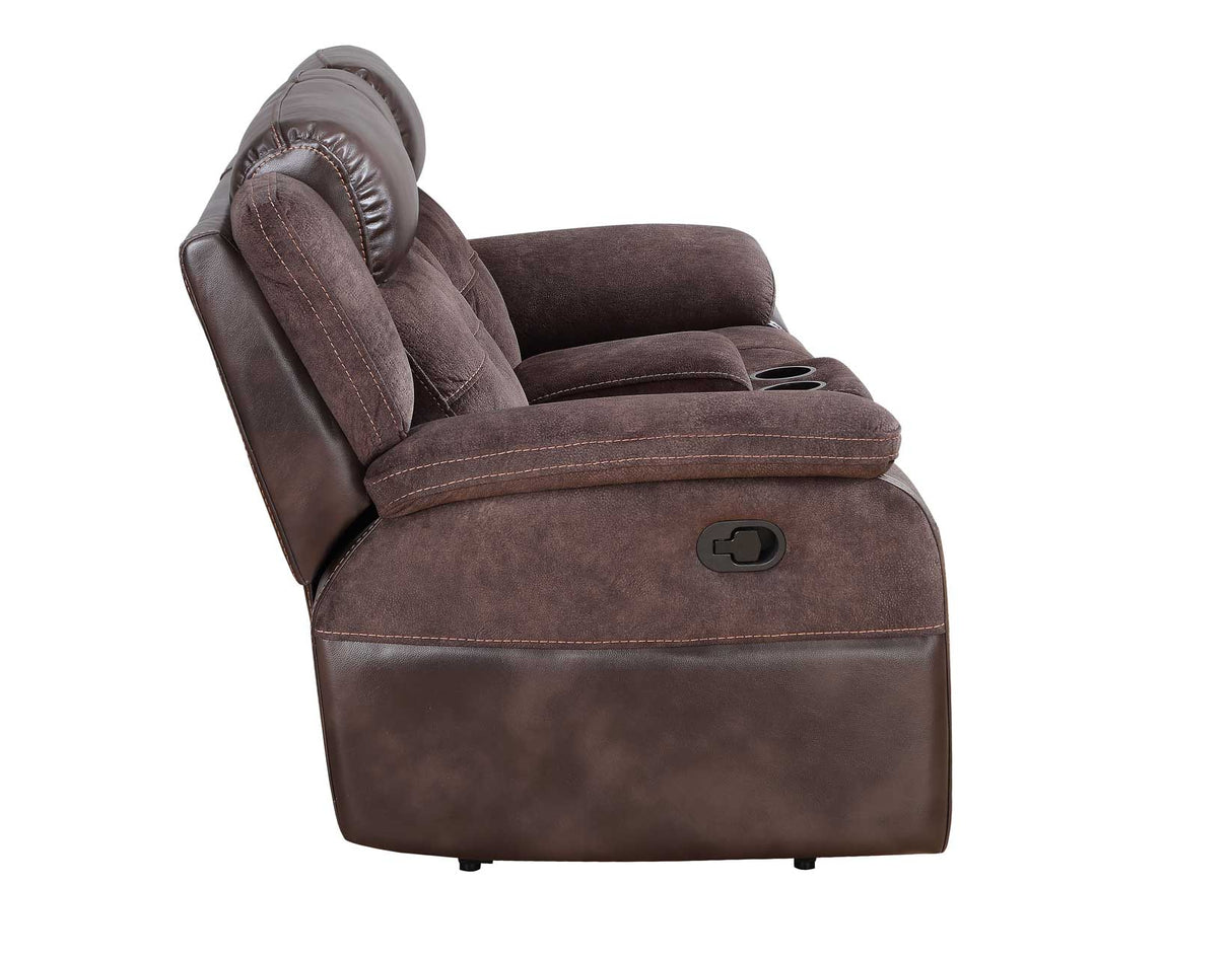 Pueblo Coffee Fabric/Leatherette 3-Piece Reclining Living Room Set from Steve Silver - Luna Furniture