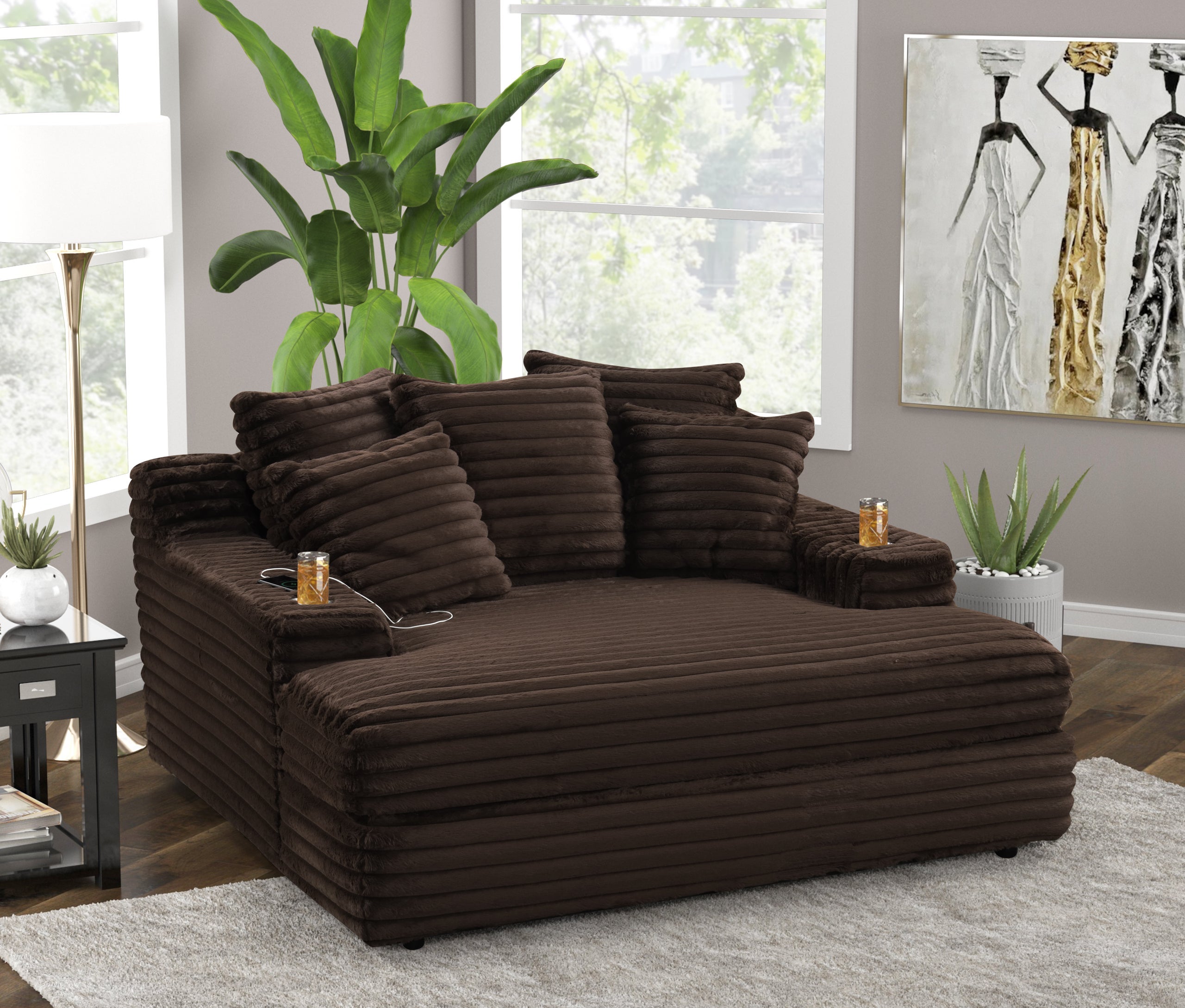 Happy Homes Puffy Chocolate Oversized Chaise Lounge – Luna Furniture