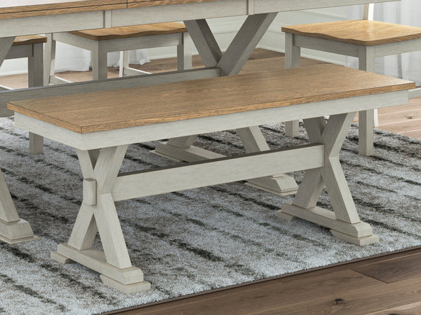 Purlaney Antique White/Natural 48" Dining Bench