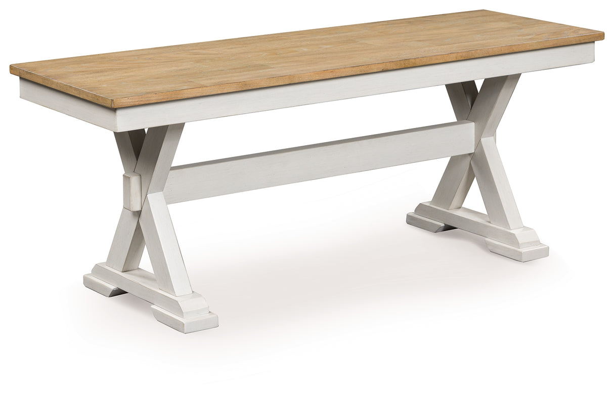 Purlaney Antique White/Natural 48" Dining Bench from Ashley Furniture - Luna Furniture