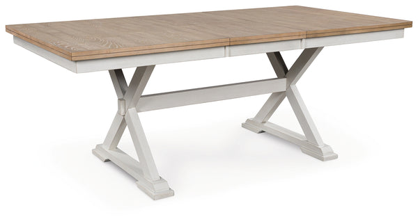 Purlaney Antique White/Natural Dining Butterfly Extension Table