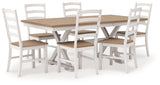 Purlaney Dining Table and 6 Chairs in Antique White/Natural from Ashley Furniture - Luna Furniture