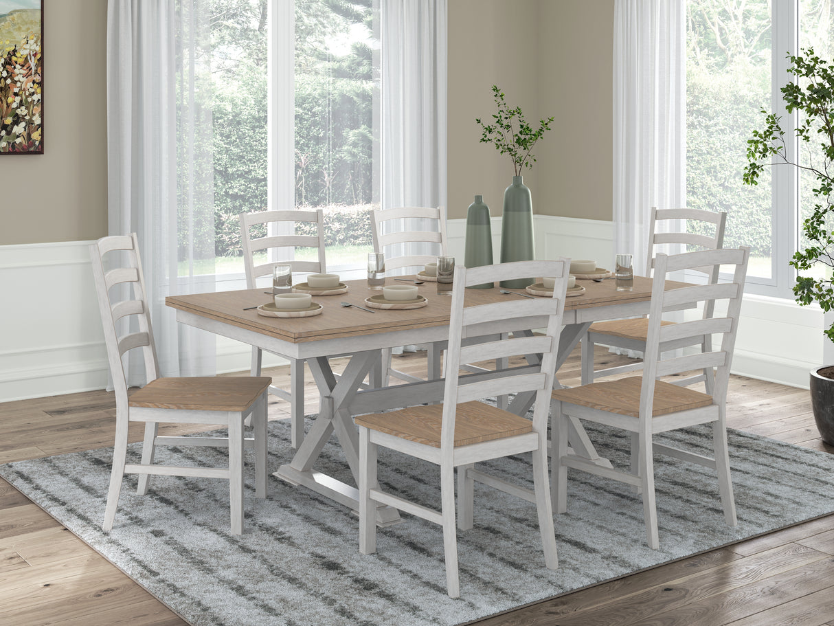Purlaney Dining Table and 6 Chairs in Antique White/Natural from Ashley Furniture - Luna Furniture
