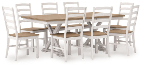 Purlaney Dining Table and 8 Chairs in Antique White/Natural from Ashley - Luna Furniture