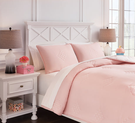 Lexann Pink/White/Gray Full Comforter Set from Ashley - Luna Furniture