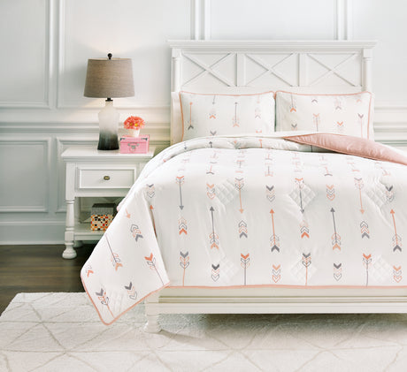 Lexann Pink/White/Gray Full Comforter Set from Ashley - Luna Furniture