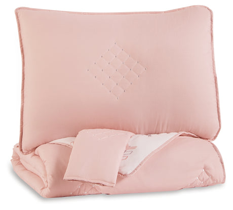 Lexann Pink/White/Gray Full Comforter Set from Ashley - Luna Furniture