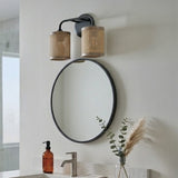 Quell 2-Light Rattan Wall Sconce with Black Metal Finish from Ashcroft Furniture - Luna Furniture