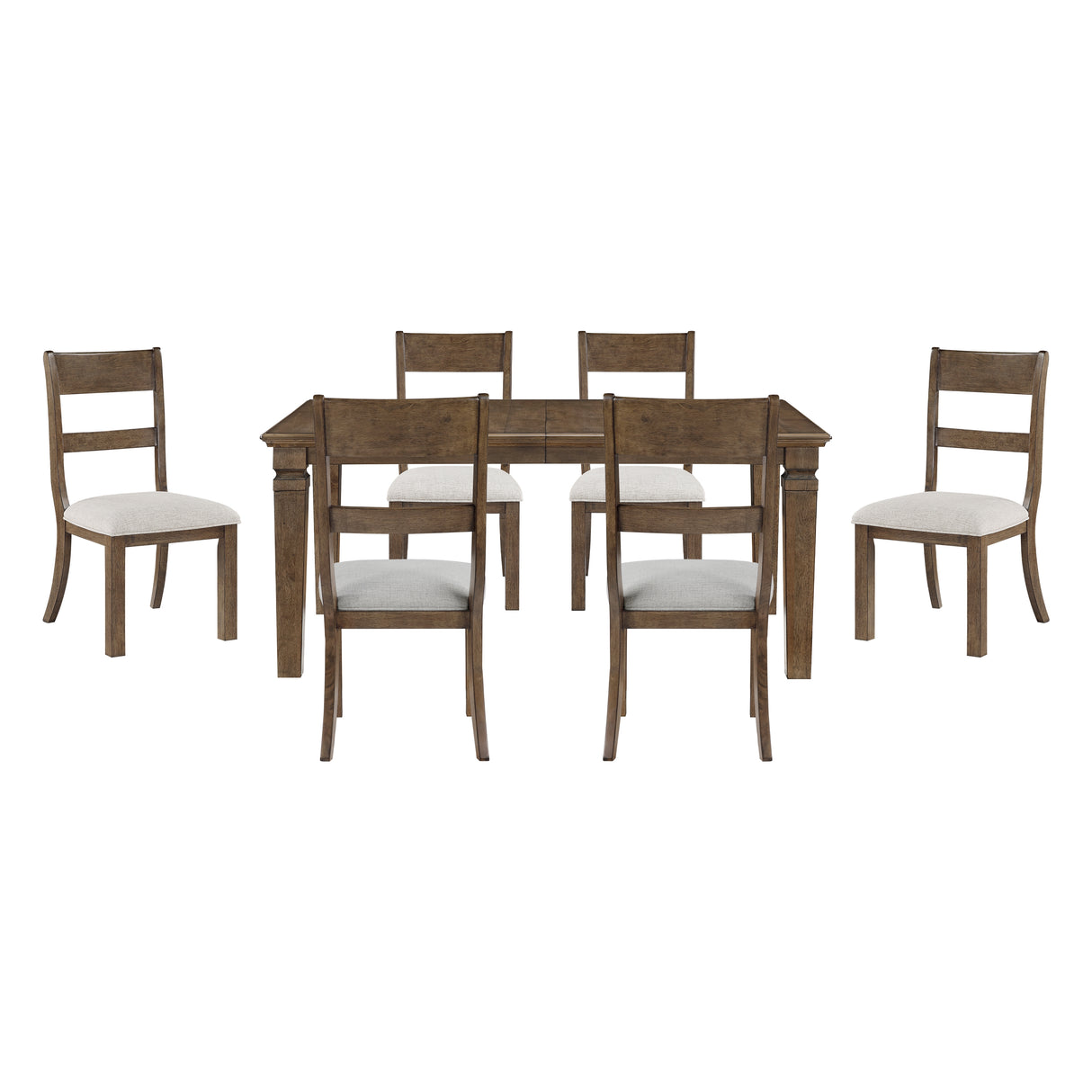 Quinn Light Brown/Light Gray 7-Piece 84" Extendable Dining Set from Homelegance - Luna Furniture