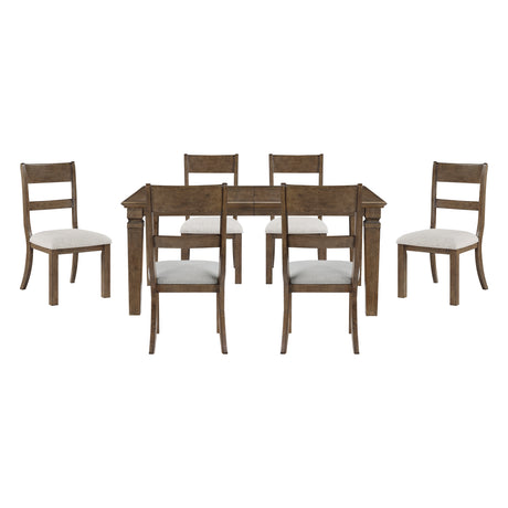 Quinn Light Brown/Light Gray 7-Piece 84" Extendable Dining Set from Homelegance - Luna Furniture