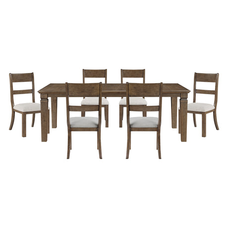 Quinn Light Brown/Light Gray 7-Piece 84" Extendable Dining Set from Homelegance - Luna Furniture