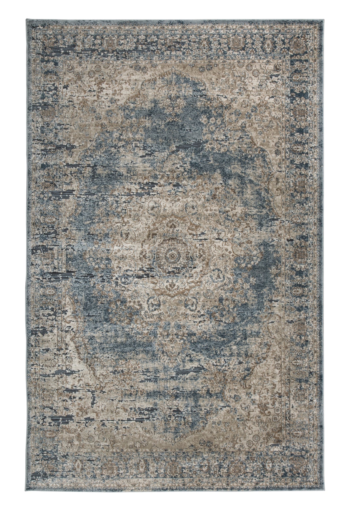 South Blue/Beige 8' x 10' Rug from Ashley Furniture - Luna Furniture