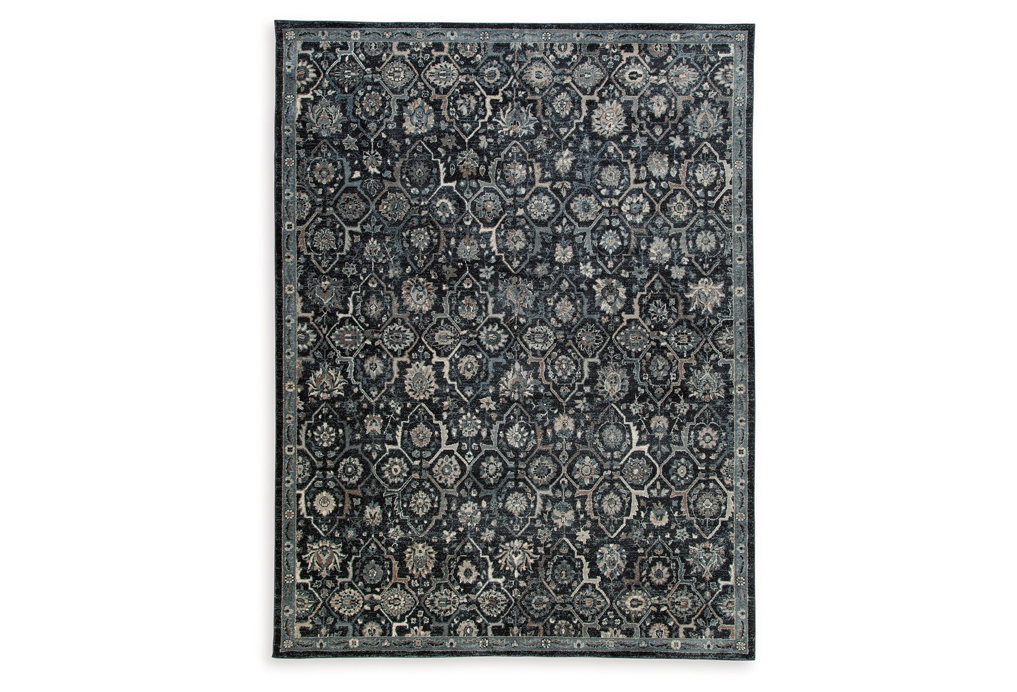 Hilcott Blue/Cream/Brown Large Rug - Luna Furniture