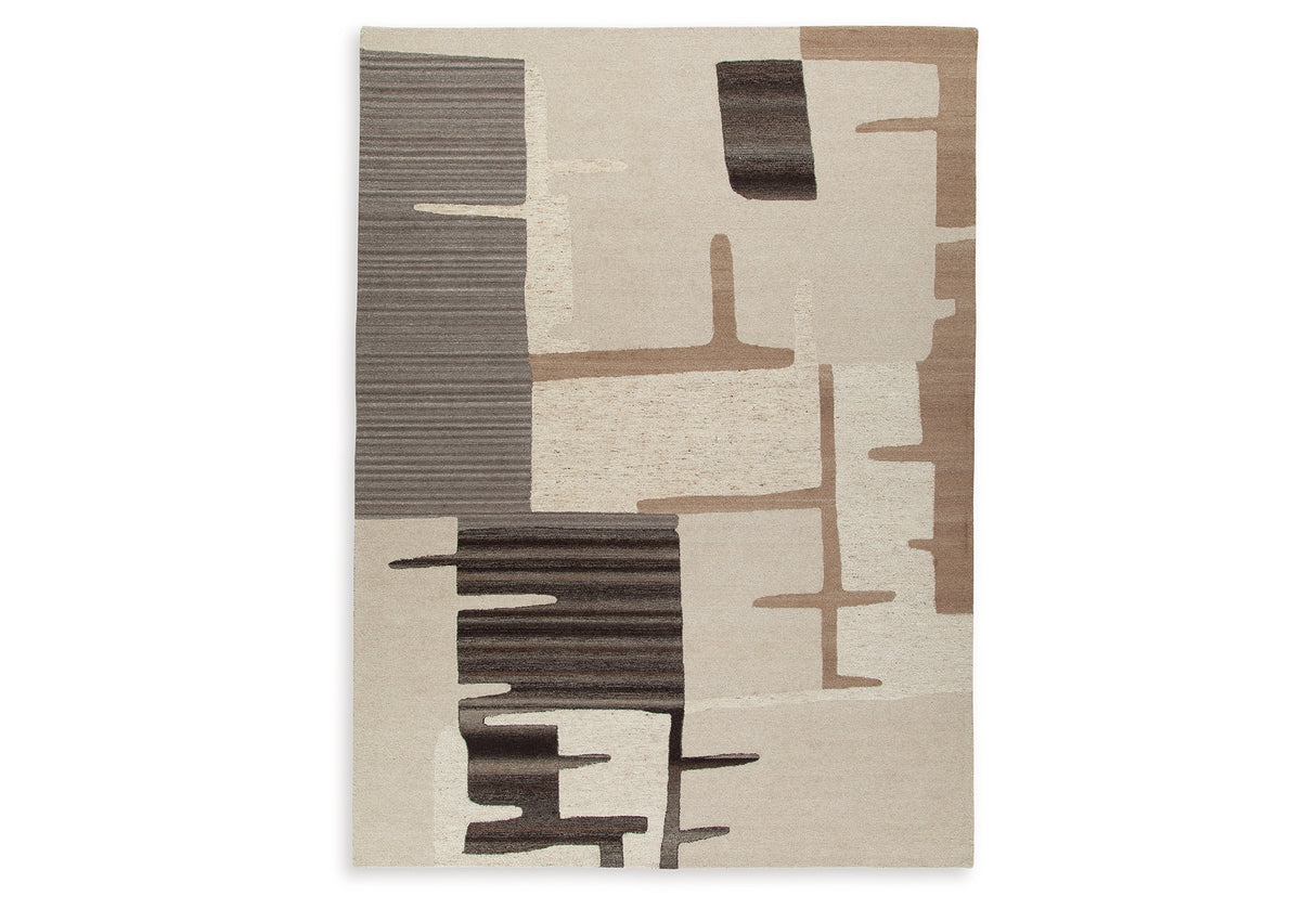 Kencher Beige/Brown Extra Large Rug from Ashley Furniture - Luna Furniture