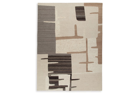 Kencher Beige/Brown Extra Large Rug from Ashley Furniture - Luna Furniture