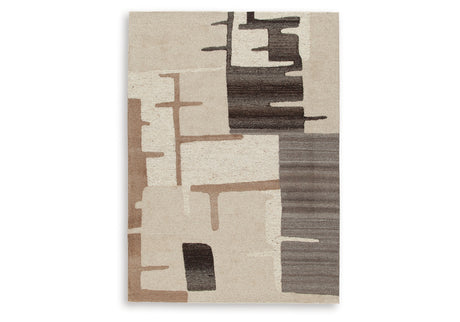 Kencher Beige/Brown Medium Rug from Ashley Furniture - Luna Furniture