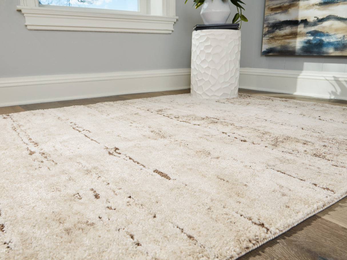 Kasney Cream/Brown Large Rug from Ashley Furniture - Luna Furniture